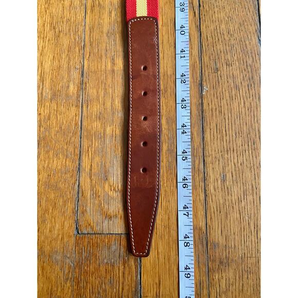 PAUL STUART Red/Yellow Stripe Stretch Belt w/Leather Trim Mens sz 42 - Picture 10 of 12